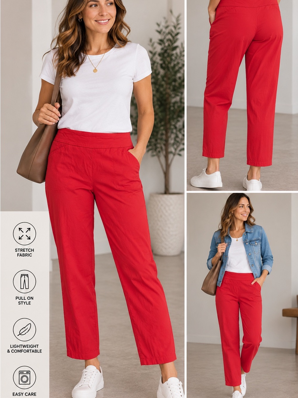 Tribal Red Pull-On Ankle Pants
